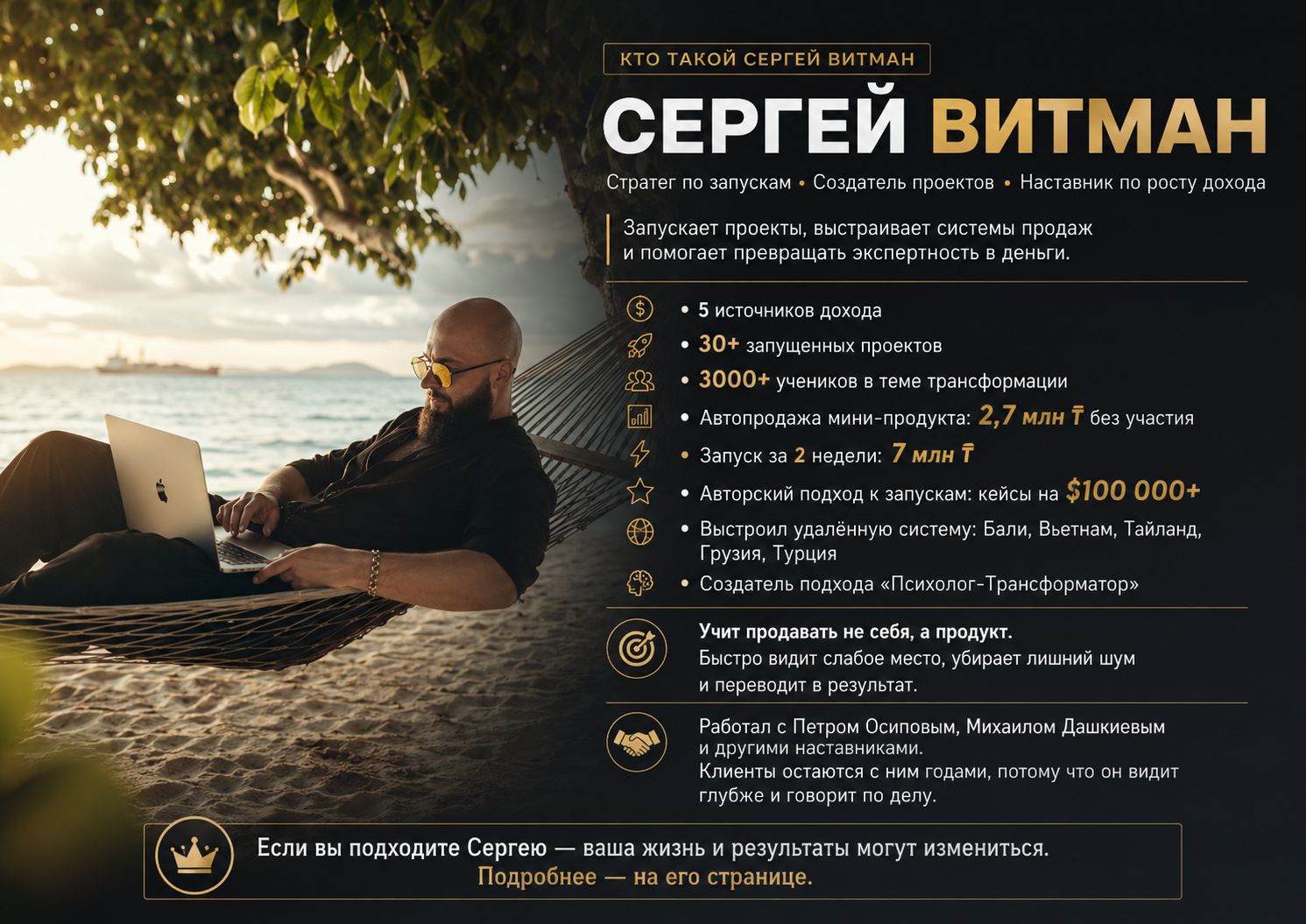 Сергей Витман — стратег по запускам, наставник по росту дохода